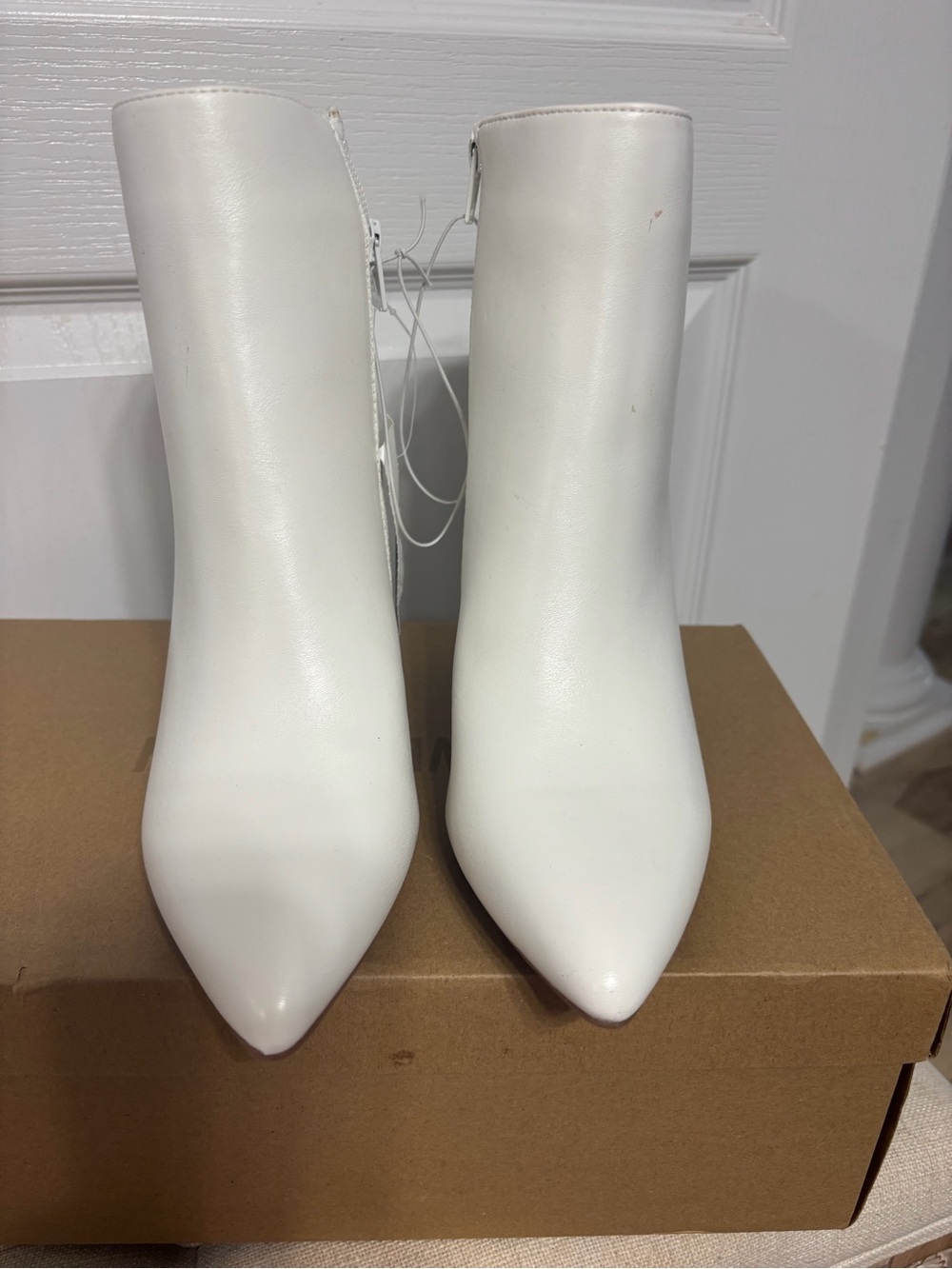 White Pointed Toe Women's Ankle Boots